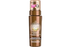 Jergens Natural Glow Instant Sun Sunless Self Tanning Mousse for Dry Skin, Ultra Deep Bronze Shade (180 mL)