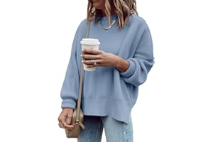 Imily Bela Womens Oversized Tunic Sweaters Fall Slouchy Long Sleeve Ribbed Knit Side Slit Pullover Jumper