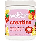 Wellah Creatine for Women - Creatine Monohydrate with Dandelion & Cranberry Extract (50 Servings, Strawberry Lemonade)