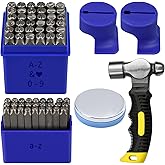 Metal Stamping Kit, Complete Jewelry Making Stamping Tools with 6mm Font Uppercase, Number Punches & 3mm Lowercase Letter, Metal Stamping Jig, Hammer and Steel Bench Block