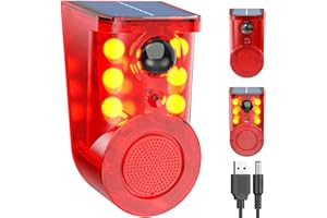 SENKEFEI SS Solar Motion Sensor Alarm Device - Waterproof, Multi-Mode, Wide-Angle Sensing, 110dB Alarm & Strobe Lights for Indoor & Outdoor Security 1Pack