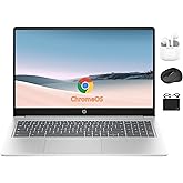 HP Chromebook 15.6" HD Flagship Laptop for Student Business, Quad-Core Intel N200 Processor, 8GB RAM, 320GB Storage (64GB eMMC + 256GB Card), Webcam, WiFi, Long Battery, Chrome OS+HubxcelAccessory