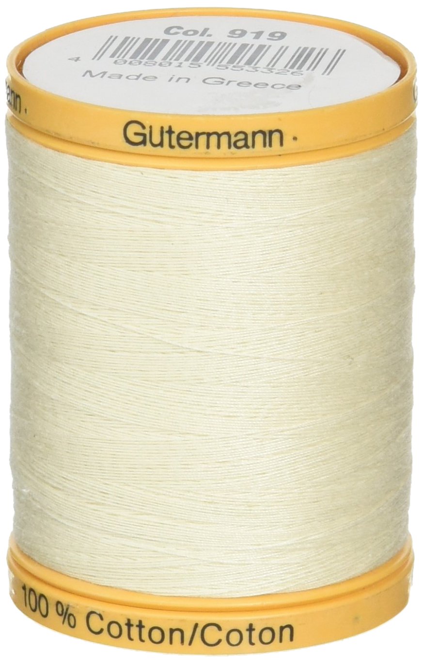 Gutermann 800m/875 yd Natural Cotton Thread Solids, Egg White, 800M-919