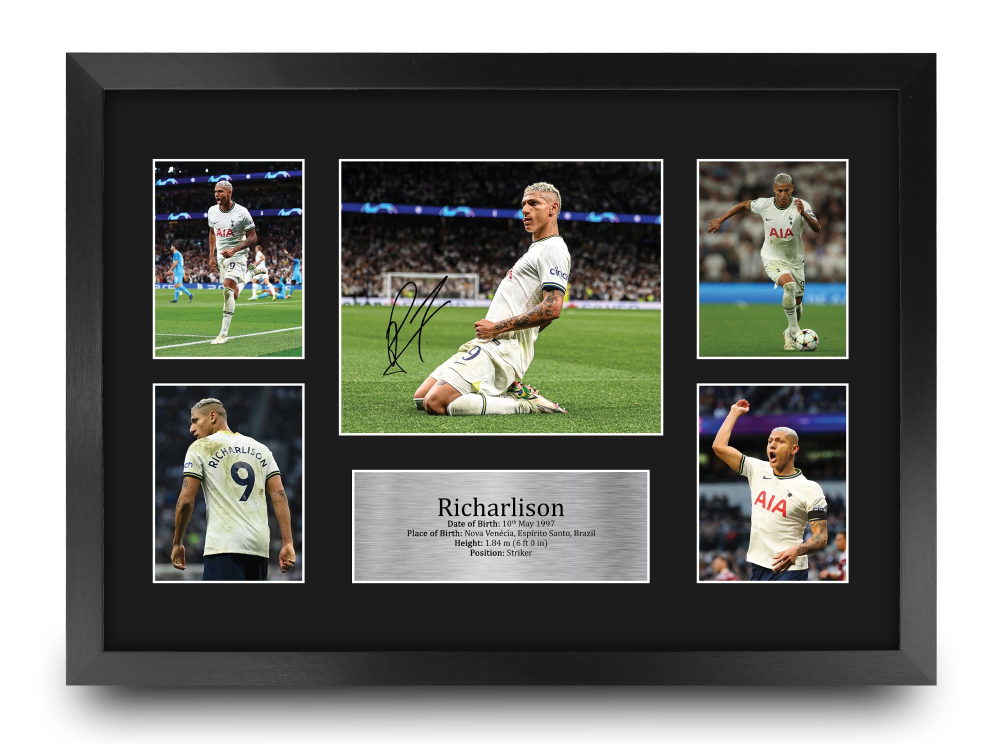 HWC Trading FR A3 Richarlison Tottenham Hotspurs Printed Memorabilia Signed Autograph Photograph Display for Football Fans and Supporters - A3 Framed