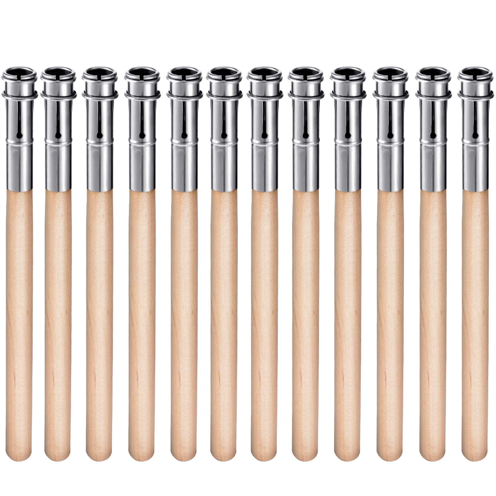 Photo 1 of Chinco 12 Pieces Wooden Pencil Extenders Art Pencil Lengthener Crayon Extension with Aluminum Handle for School Office Supplies