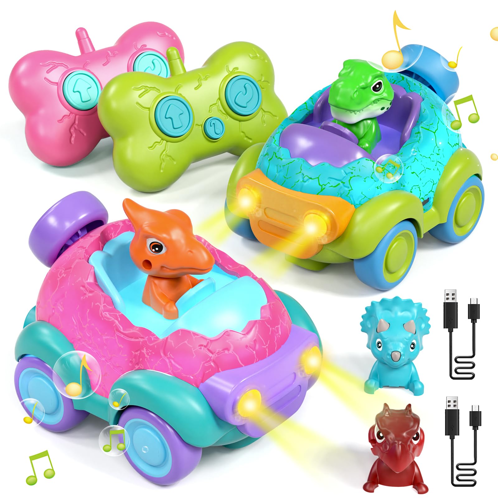 Photo 1 of Lehoo Castle Girl Dinosaur Toy, 2 Pack Dinosaur Toys for Kids 3-5, Remote Control Car for Toddlers 1-3, Kids Toys Girls 3-5, 2 Year Old Girl Birthday Gift