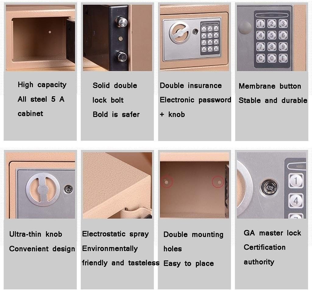 Security Safes Safebox, High Security Steel Mini Digital Electronic Safe Box with Digital Keypad for Extra Security for Home, office, Hotel (Color : Style4) - - 