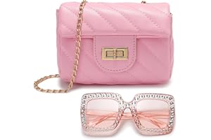Suerico Kids Purse for Little Girls,Toddler Shoulder Bag Crossbody Bag Princess Handbag, Girls Purse with Sunglasses