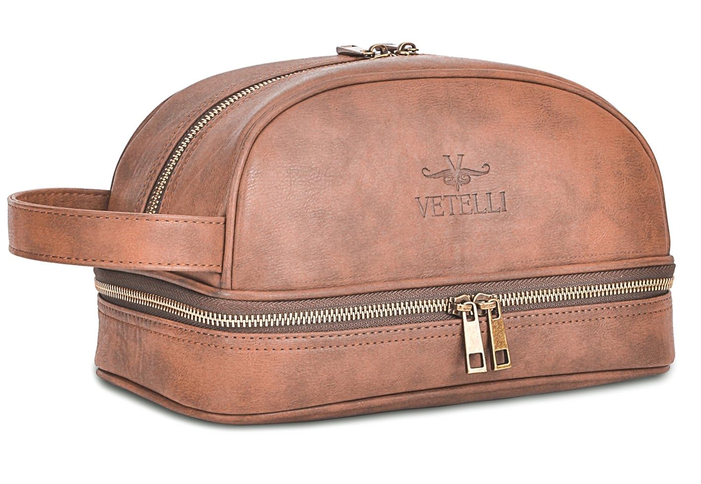Vetelli Leather Toiletry Bag For Men (Dopp Kit) with free Travel