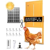 Automatic Chicken Coop Door Solar Powered with Timer &amp; Light Sensor, Pet Deluxe Chicken Door with 7W Solar Panel, Anti-Pinch Safety, 10PCS Wire Clips and Aluminum Alloy, Long-Range Remote - Gold