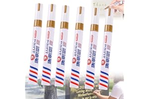 Golden Tombstone Marker Pen for Restoring Faded Grave Inscriptions, 6pcs Oil Based Paint Pens for Tombstone Repair, Waterproo
