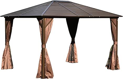 Outsunny Cenador con Techo Exterior Gazebo Pabellón al Aire Libre Carpa