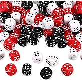 90Pcs Acrylic Dice Beads Set 10mm Dice Beads Bulk 3D Red Black White Dice Focal Beads Charms DIY Crafts Loose Spacer Beads for Keychain Bracelet Necklace Earring Lanyard Making