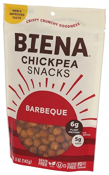BIENA CHICKPEA SNACKS – CRUNCHY ROASTED CHICKPEAS – HIGH FIBER VEGAN PROTEIN SNACKS FOR ADULTS AND KIDS – 5 OUNCE INDIVIDUAL PACK – BARBECUE