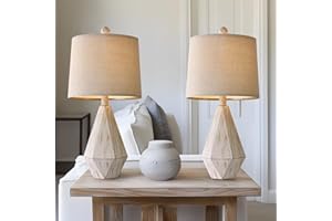 PoKat 20.25" Rustic Table Lamp Set of 2 for Bedroom Living Room Vintage Retro Traditional Nightstand Bedside Lamps Kids Room Study Room Office with Linen Shade, Suitable for Small Place