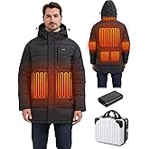 Hengriacly Graphene Men's Heated Jacket with Battery Pack, 8 Heat Zones Heated Coats for Men Outdoor Motorcycle Hiking