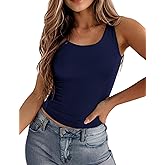 Zeagoo Women's Double Lined Square Neck Tank Top Sleeveless Basic Crop Tops Trendy Going Out Tops