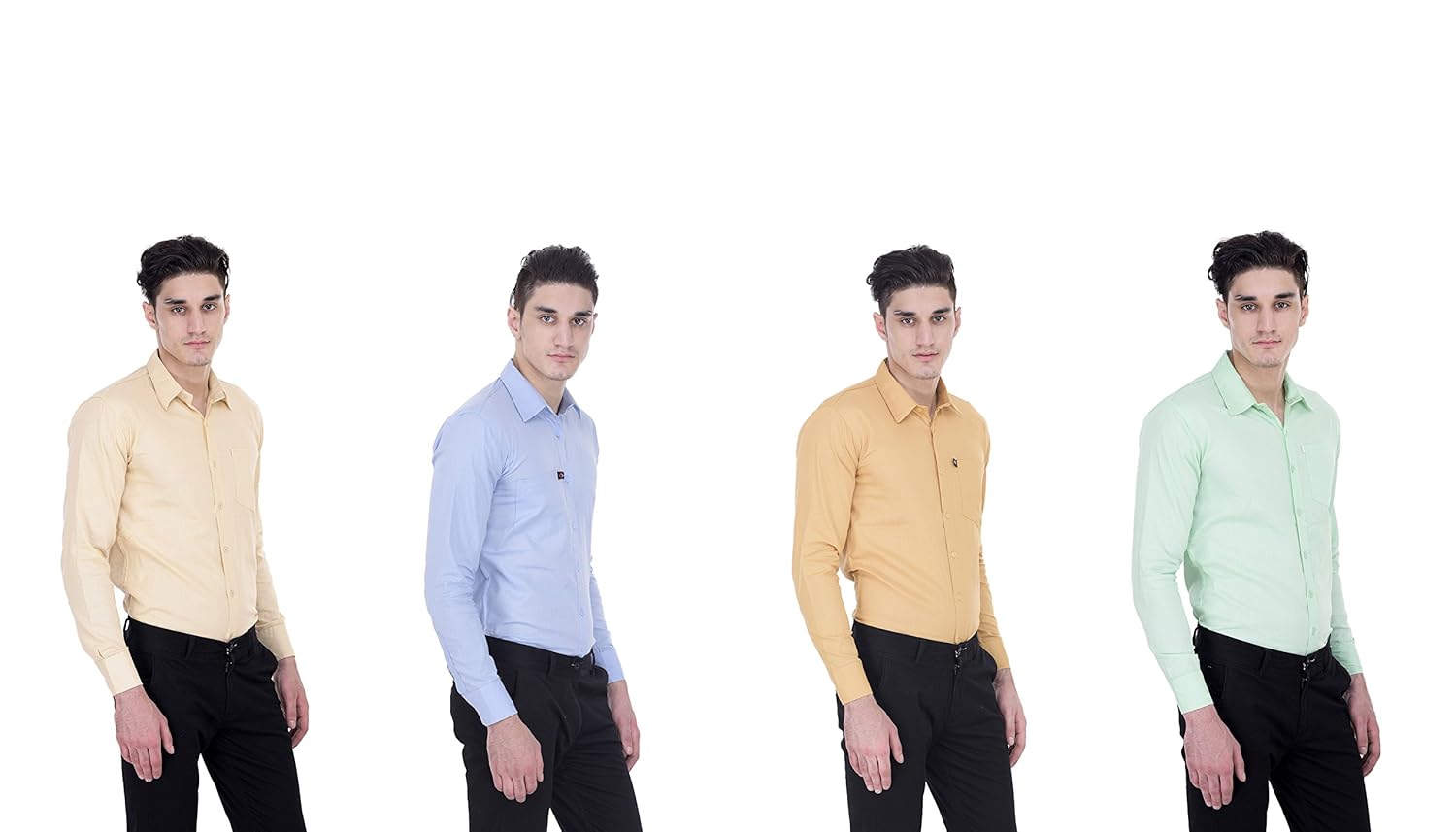 london looks men's cotton formal shirts multicolour (pack of 4)