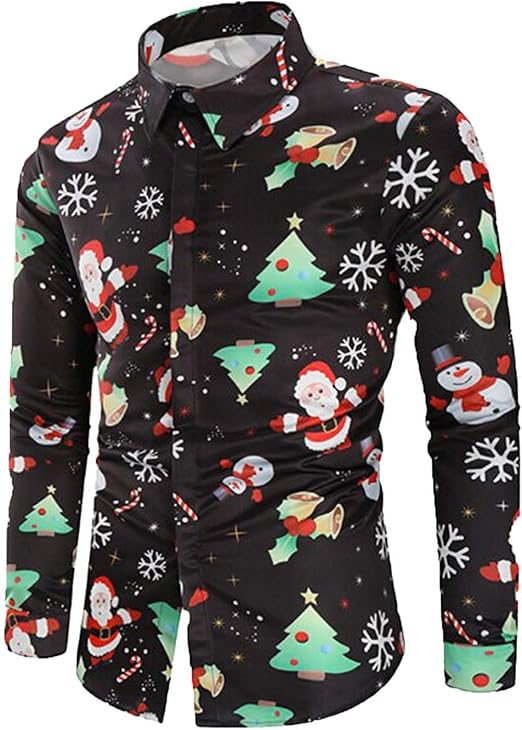 Weihnachten Schokoladenfarbe Herren Hemd Männer Button