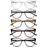 EYEURL 5 Pack Cat Eye Reading Glasses for Women-Blue Light Glasses for Woman Fashion Readers with Spring Hinge