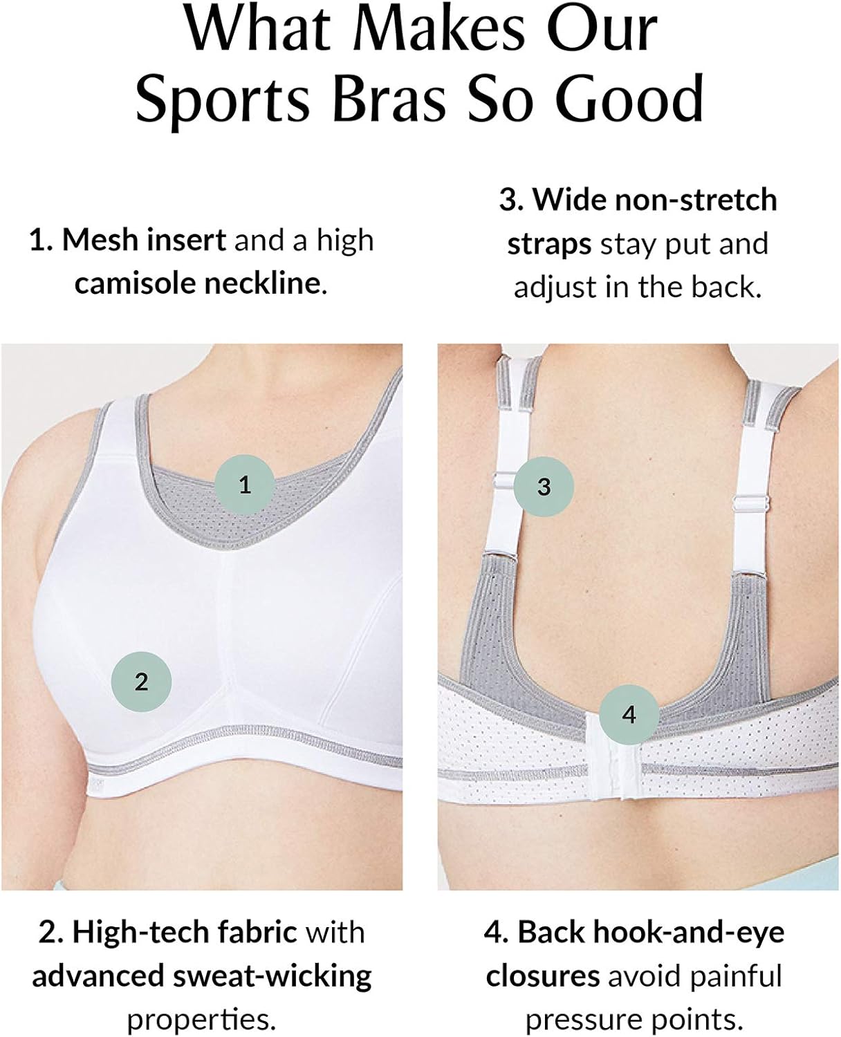 Glamorise Women's Elite Performance No-Bounce Cami Wirefree Sports Bra #1067 at  Women’s Clothing store