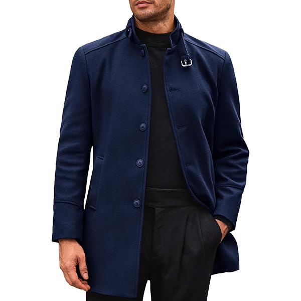 Leather Jacketz Men's Dark Navy Blue Pea Wool Coat - Winter Wool
