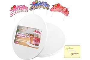 16 Inch Cake Drums with Banner Cake Topper-White(3-Pack) Cake Board Round 1/2 Inch Thick Cake Boards Sturdy, Greaseproof for Birthday Wedding Multi-Tiered Party Cake Boards by GoldenBakeryFamily
