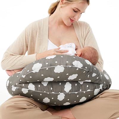 momcozy Nursing Pillow Grey Ergonomic Support Adjustable Waist Strap