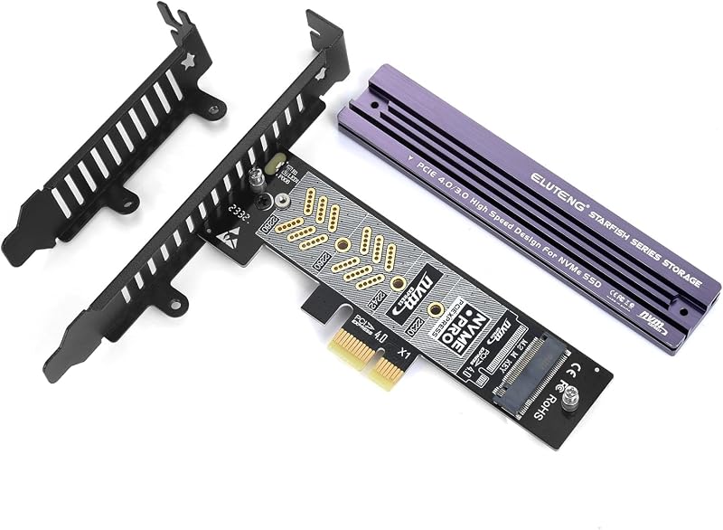 ELUTENG M.2 NVMe to PCIe 4.0 x1 Adapter with Aluminum Heatsink