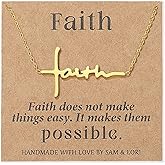 SAM & LORI Faith Cross Necklace for Women-Adjustable-Waterproof-Spiritual Jewelry for Daily-wear/Gifts for Her