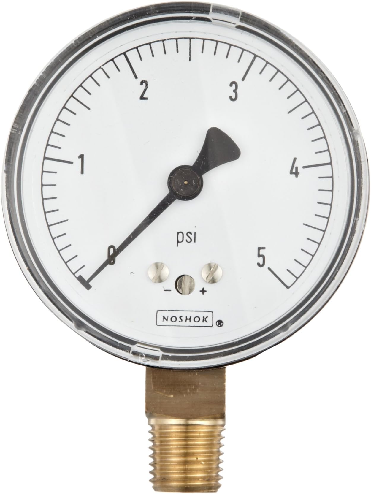 NOSHOK 200 Series Steel Dry Dial Indicating Low Pressure Diaphragm Gauge with Bottom Mount, 2-1/2" Dial, -1.5% Accuracy, 0-3 psi Pressure Range