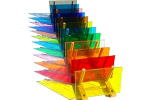 ILLUCKAI 12 Sheets Transparent Stained Glass Sheet Rainbow Colors, 6 x 4 inch Stained Glass Supplies Mosaic Glass Tiles for Stained Glass Artwork Mosaic Crafts