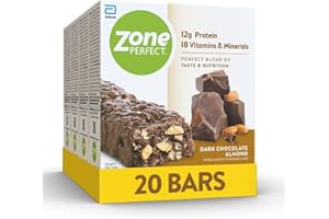 ZONE PERFECT ZonePerfect Protein Bars | 13g Protein | 18 Vitamins & Minerals | Nutritious Snack Bar | Dark Chocolate Almond | 4 Count (Pack of 5) | 20 Bars