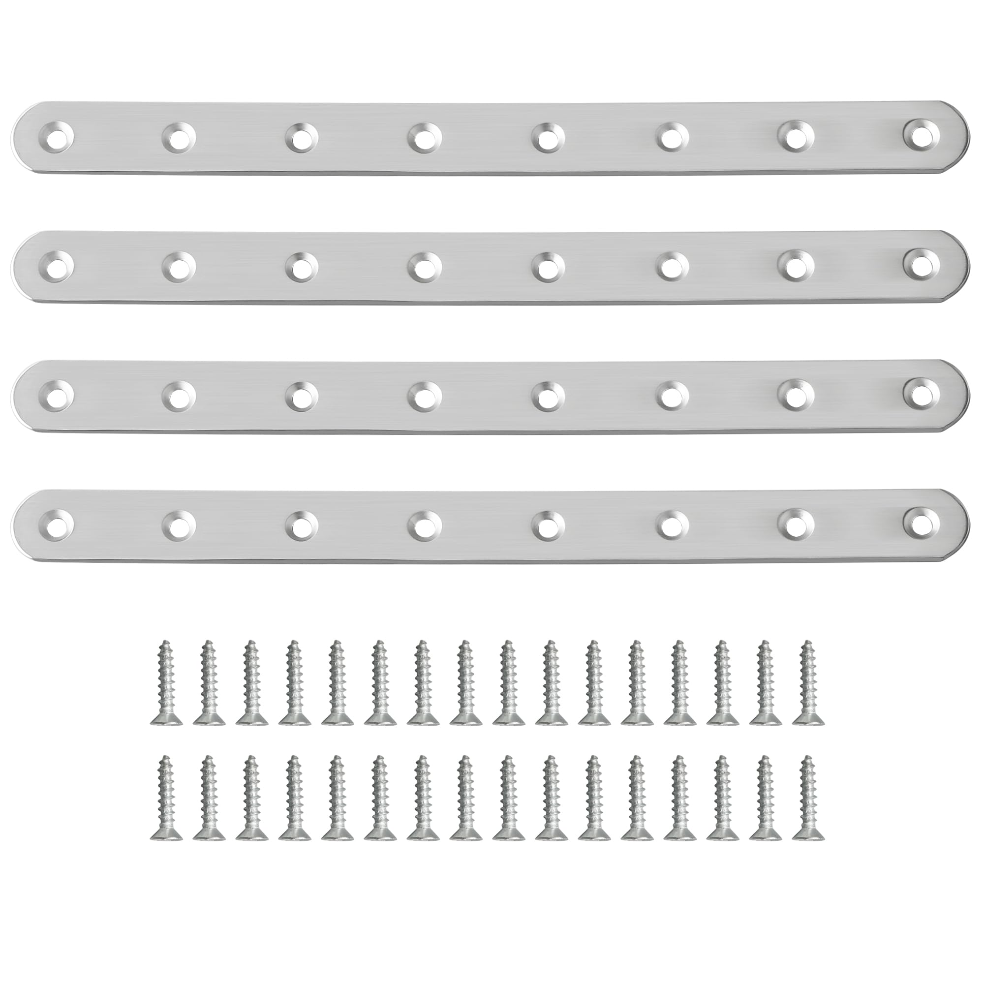 Sayayo Metal Brackets for Wood Mending Joining Plates Flat Straight Brace Sleeper Brackets, 4MM Thickened Stainless Steel Brushed Nickel, 4PCS, (300 X 25MM) — image 1