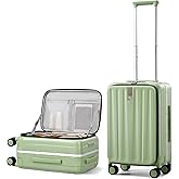 Hanke 20 Inch Carry-On Luggage with Wheels PC Hard Shell Suitcases Top Opening Aluminum Frame Travel Luggage Suitcases for Woman Men.(Bamboo Green)