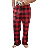 Vulcanodon Mens Pajama Pants Soft Plaid Bottoms with Pockets Sleep Lounge PJ
