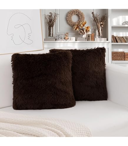 Amazon.com: HYSEAS Set of 2 Decorative Faux Fur Throw Pillow