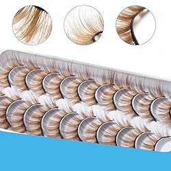outopen 10 Pairs Brown Eyelashes Blonde Colored