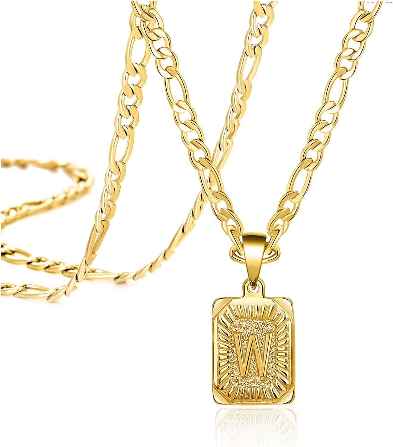 Christmas Gifts for Dad Son Best Friend Brother Necklaces for Men Boys Women Teens 18K Real Gold Capital W Letter Initial Medallion Pendant Trendy Personalized Handmade Stainless Steel Jewelry | 