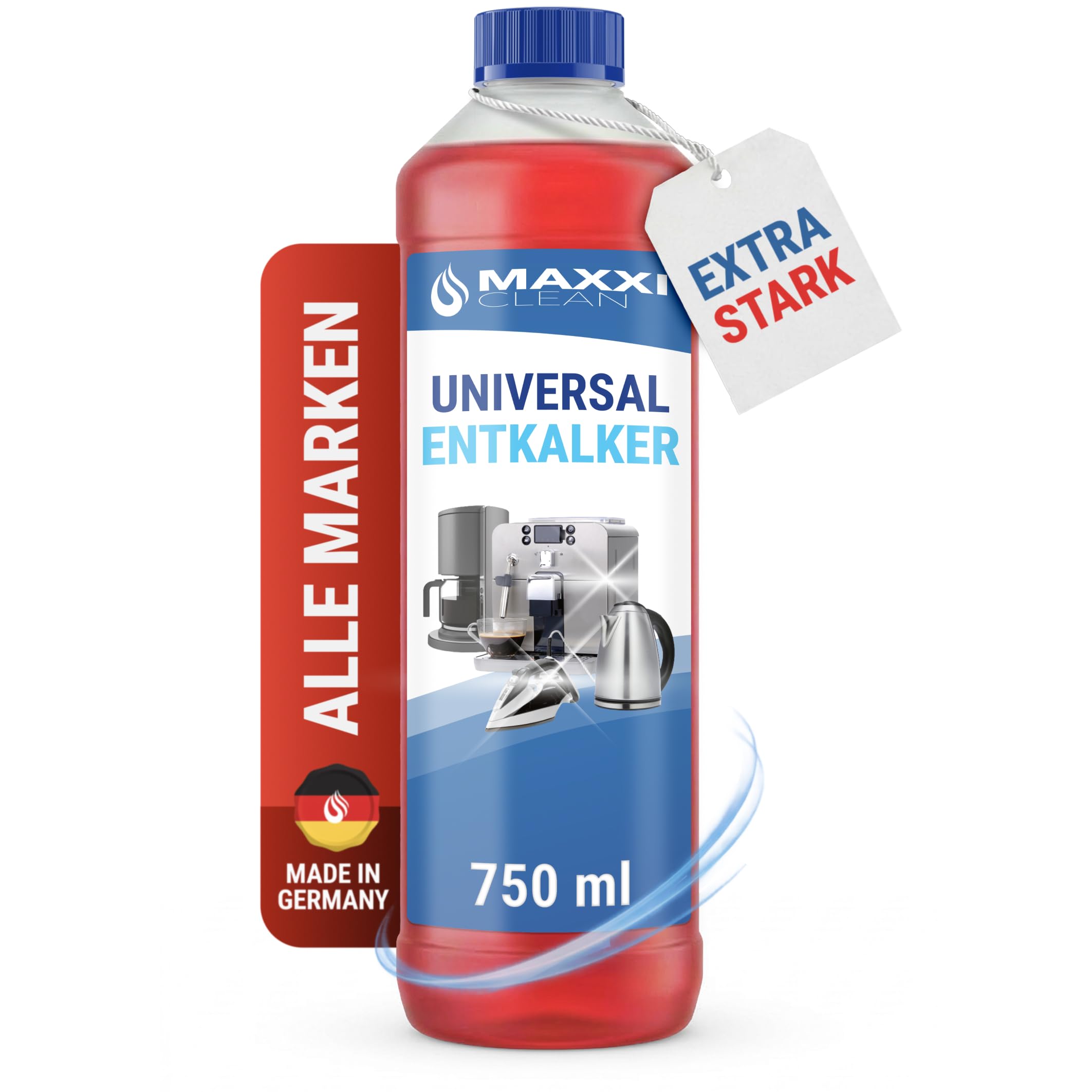 Maxxi Clean | 1x 750 ml Universal Entkalker Konzentrat für Kaffeemaschinen & Kaffeevollautomaten aller Typen | für 6 Entkalkungsvorgänge | universelle Gerätereinigung gegen Kalk und Verschmutzungen