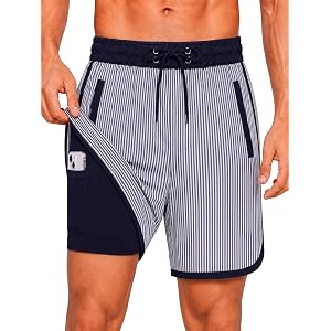VNVNE 2 in 1 Mens Swim Trunks Beach Swim Board Shorts with Contrast Trim | Quick-Dry Summer Bathing Suit, Swim Suit with Comp