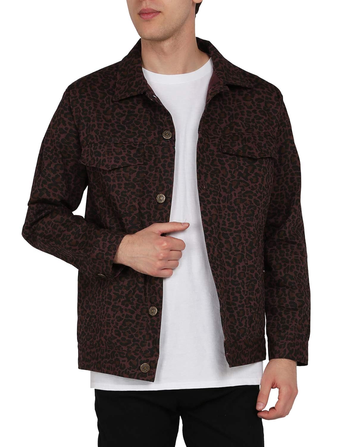 leopard print trucker jacket