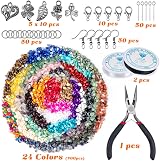 HONGTEYA 1073 Pcs Crystal Jewellery Making Kit Natural Gemstone Chips 5-7mm view 2
