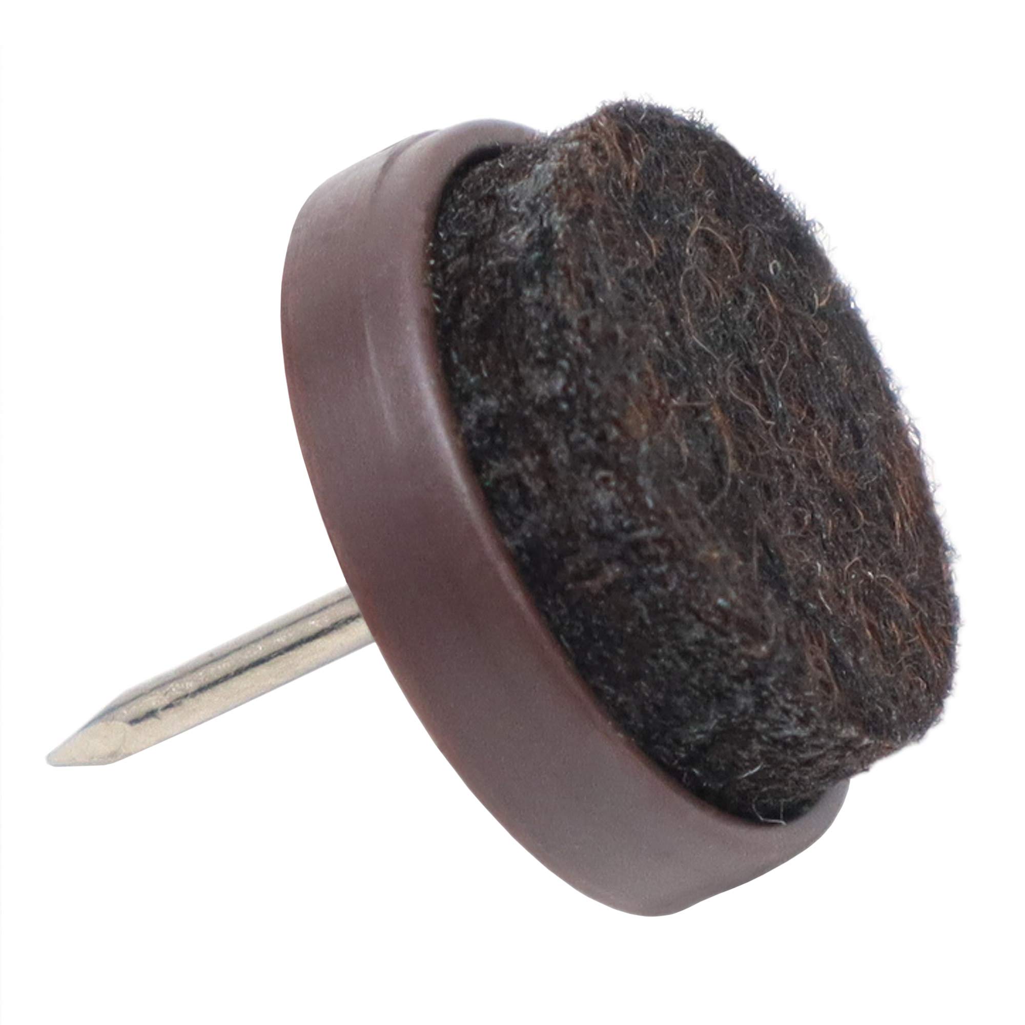 Adsamm® / 32 x Felt-pads with nail | Ø 0,79'' (Ø 20 mm) | brown | round | Premium quality furniture sliders with nail by Adsamm®