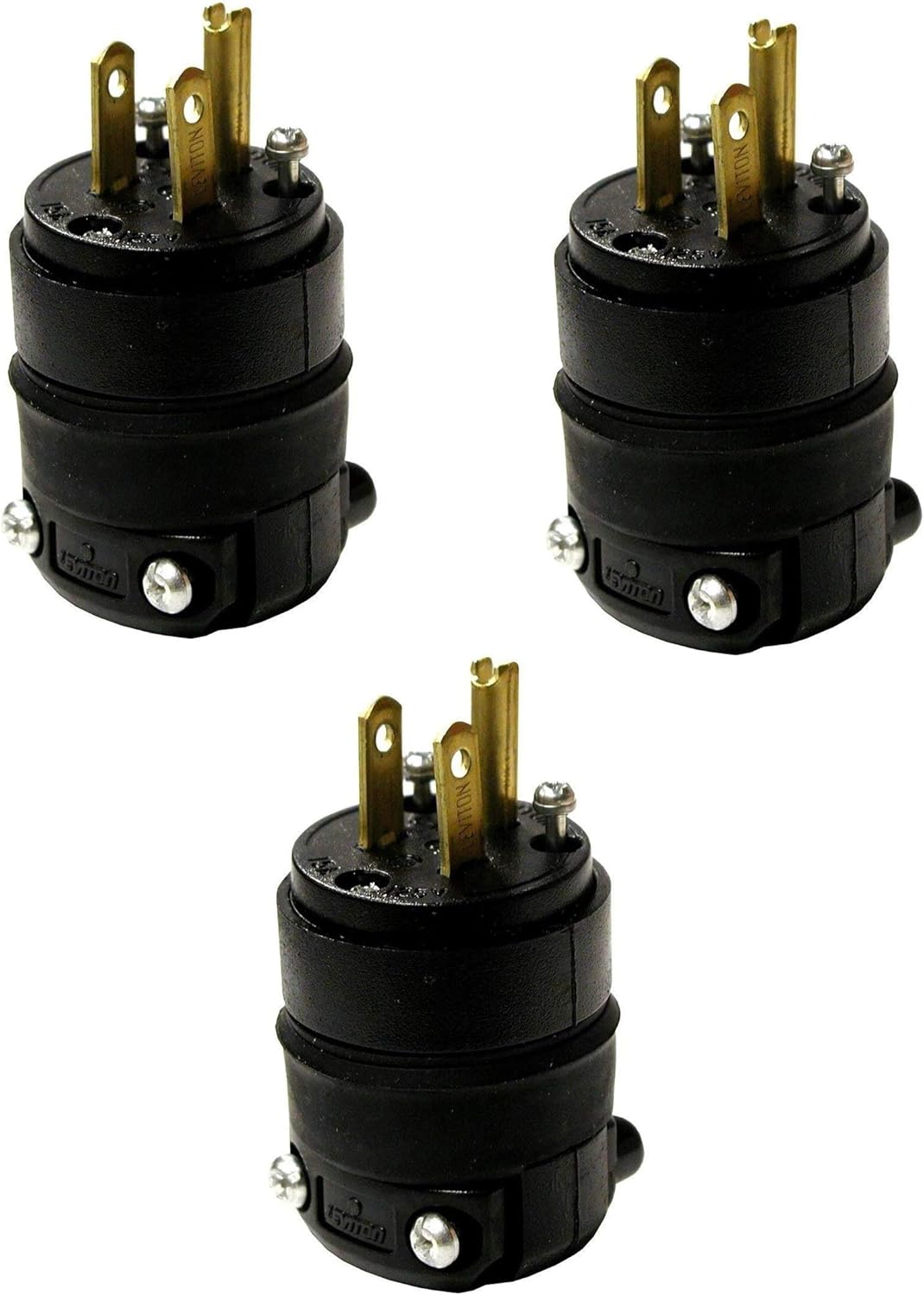 Leviton 515PR 15 Amp 125 Volt, Straight Blade Rubber Plug, NEMA 5-15P, Black - Electric Plugs - 