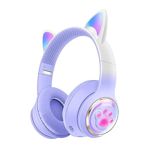QearFun Cat Kids Bluetooth Headphones with Microphone Jack