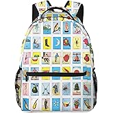 HKHEHOP Fun Mexican Card Pattern Backpack For School Laptop Bags Bookbag Big Casual Daypack For Student Girls Boys Kids Teens Travel Sports Work