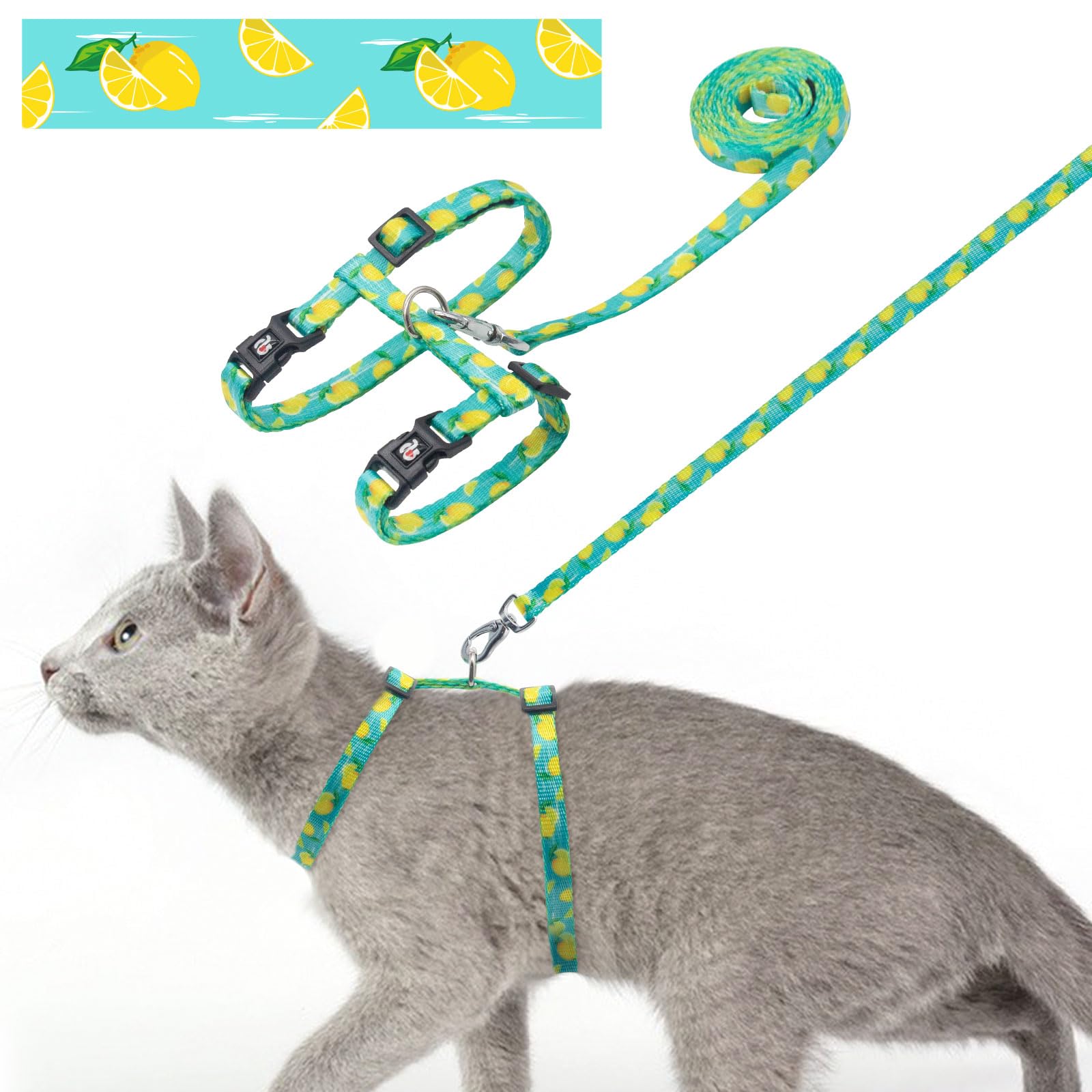 Photo 1 of azuza Cat Harness and Leash Set for Safe Walking and Travel, Escape Proof Cat Harness, Lightweight Soft and Comfortable, Adjustable Kitten Harness for Small Medium Large Cats, Lemon