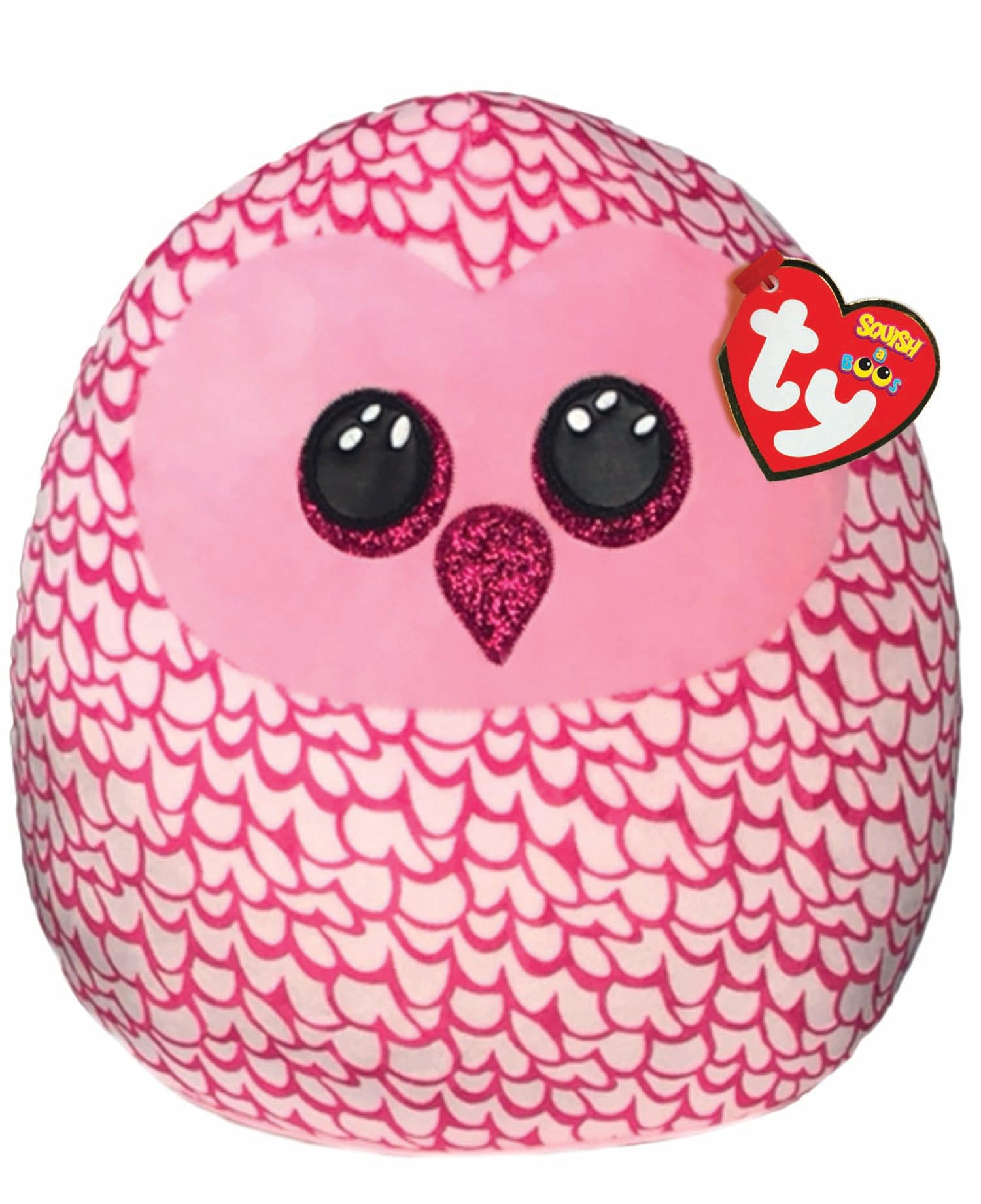 TY UK Ltd 2007568 Pinky Squishaboo 10" Owl kuscheliges Kissen, Multicolor