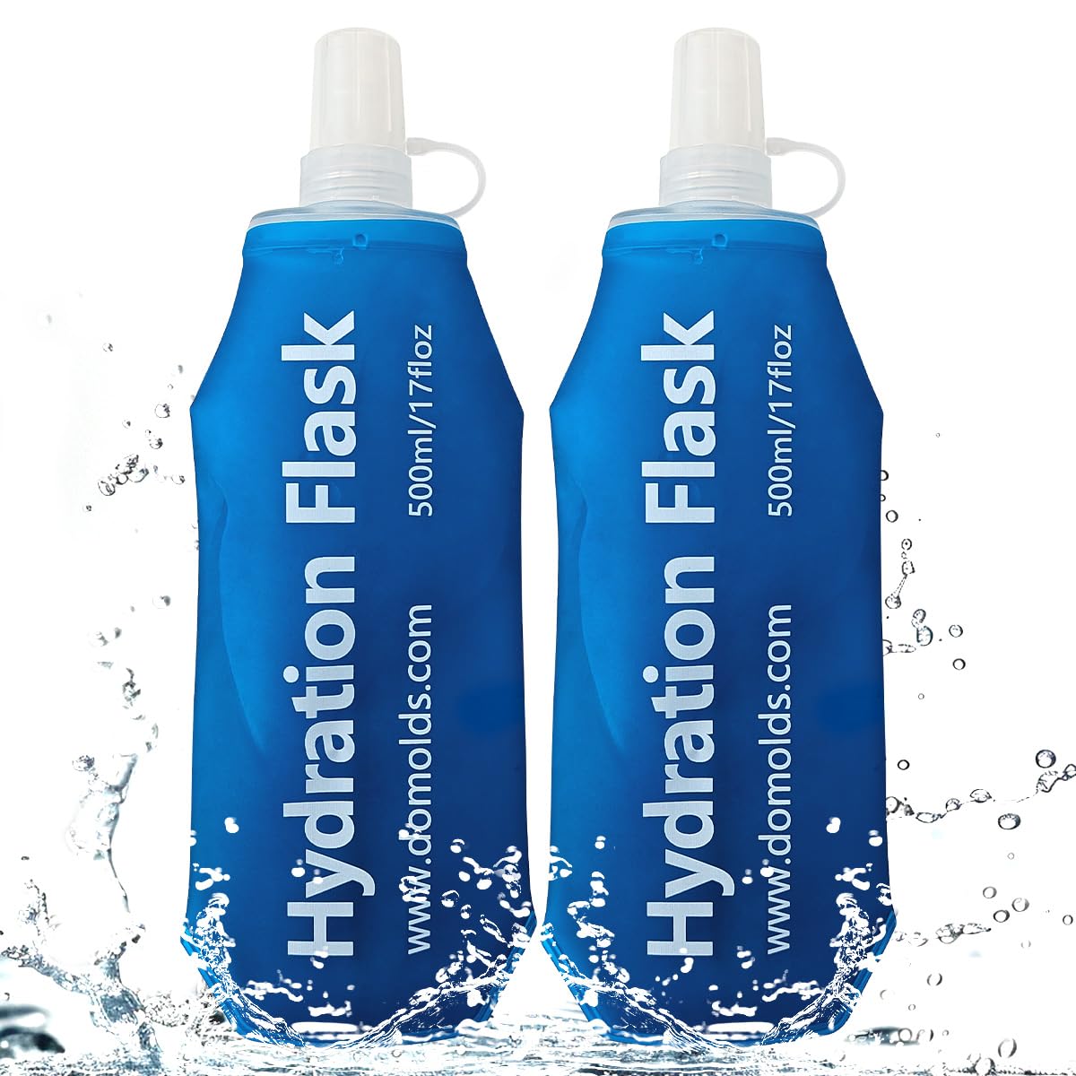 TXSN 500ML Soft Flask, Running Water Bottle Foldable TPU Hydration Flask for Running Hydration Pack Cycling Hiking Marathon, Pack of 2